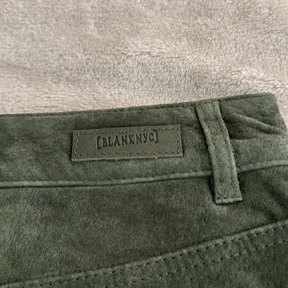 BLANK NYC 100% Genuine Leather/Suede MIDI Skirt w Front Slit Sage Green (24) NWT - Picture 10 of 12